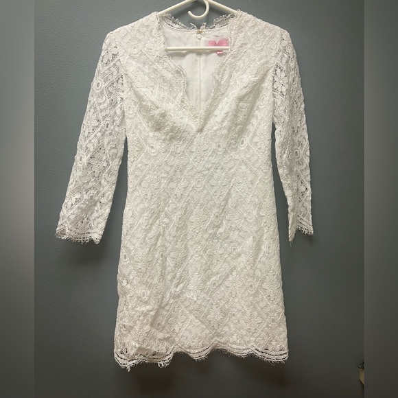 Lilly Pulitzer White Diamond Lace Meryl 3/4 Sleeves - Bridal, Resort, Engagement - Picture 4 of 14